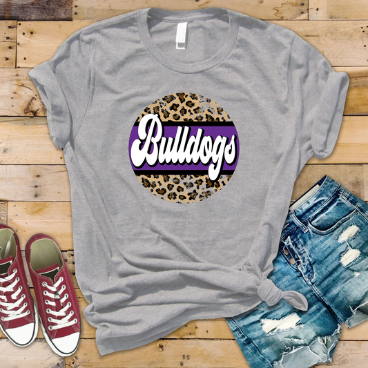 Linwood Elementary Bulldogs Leopard Print Tee