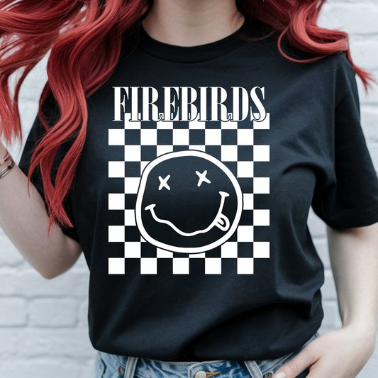 Lawrence Firebirds Retro Smiley Checkerboard Tee