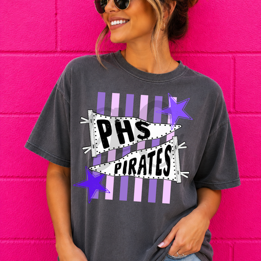 Bright or School Colors Pennant Piper Pirates Tee