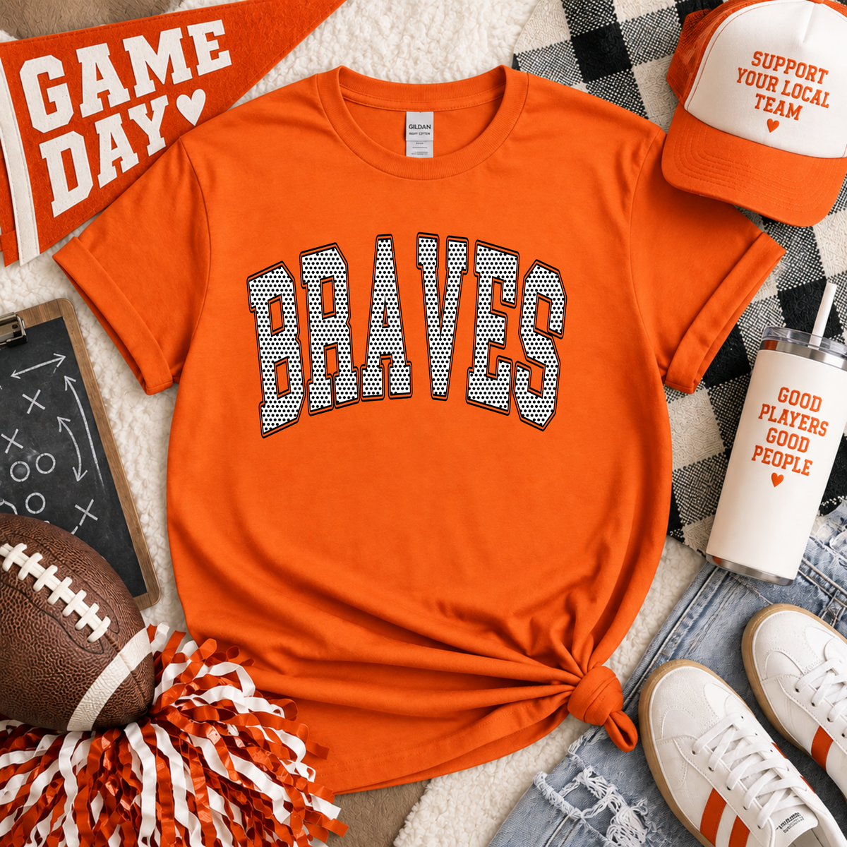 Braves Polka Dots Arched Tee or Crewneck