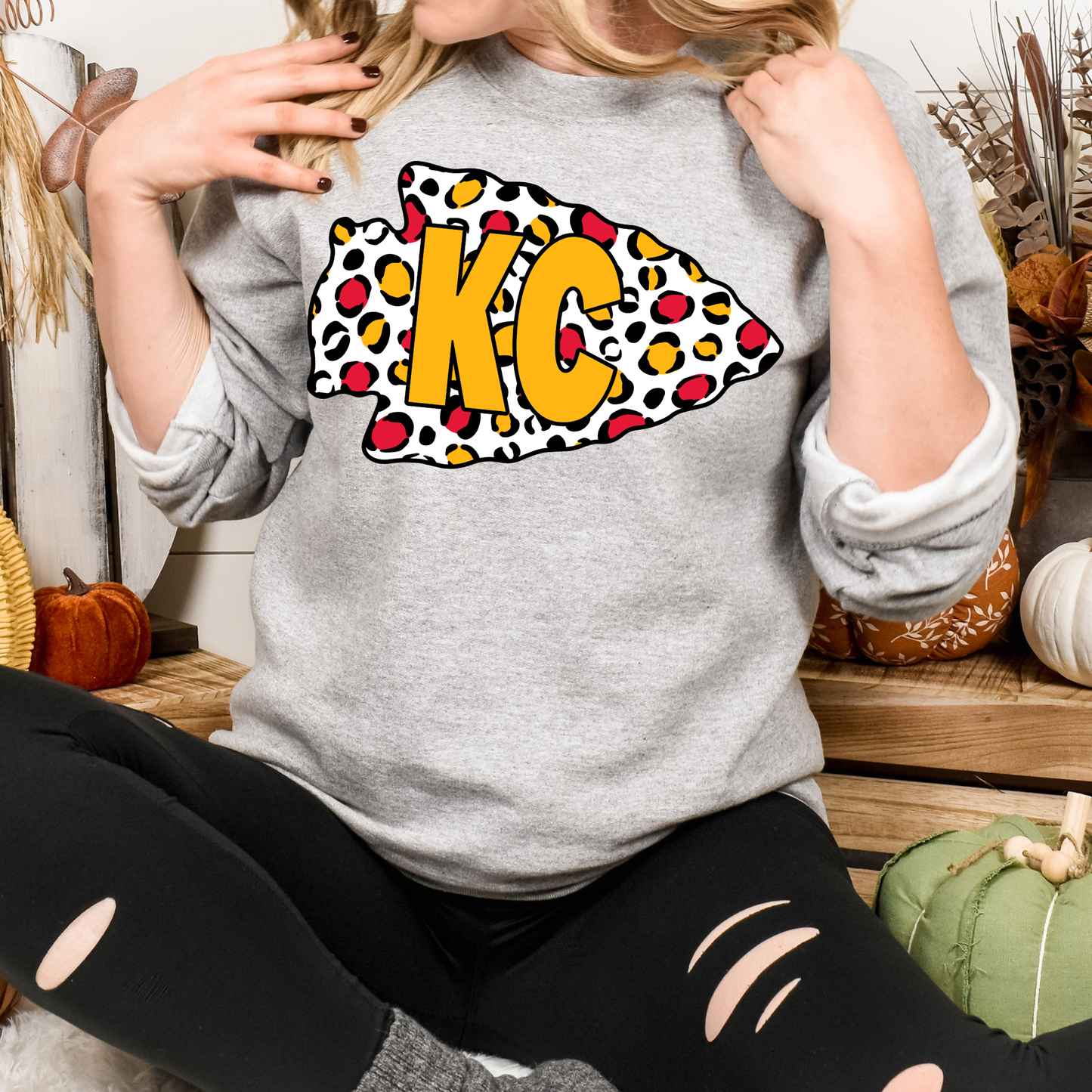 KC Leopard Arrowhead Crewneck