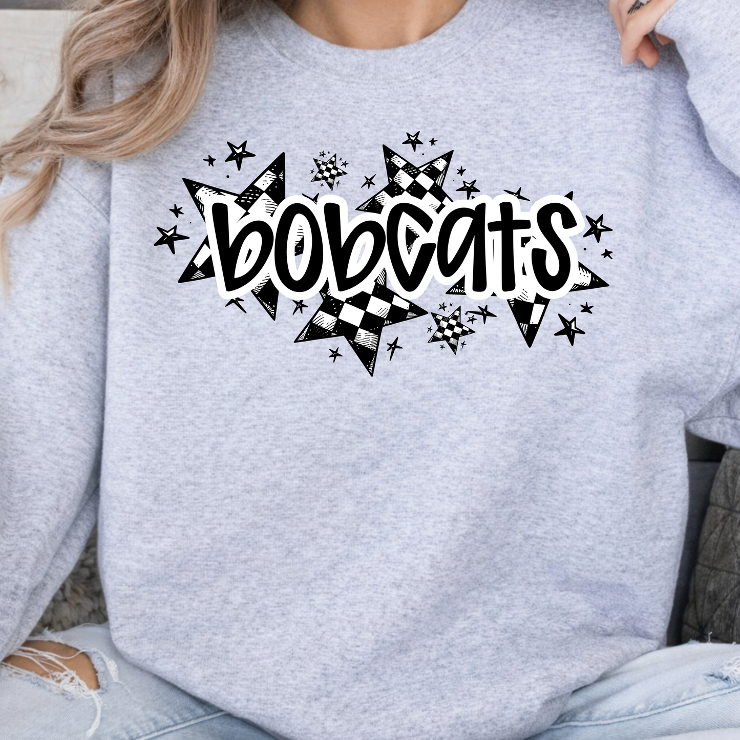 Checkered Bobcats Crewneck Sweatshirt