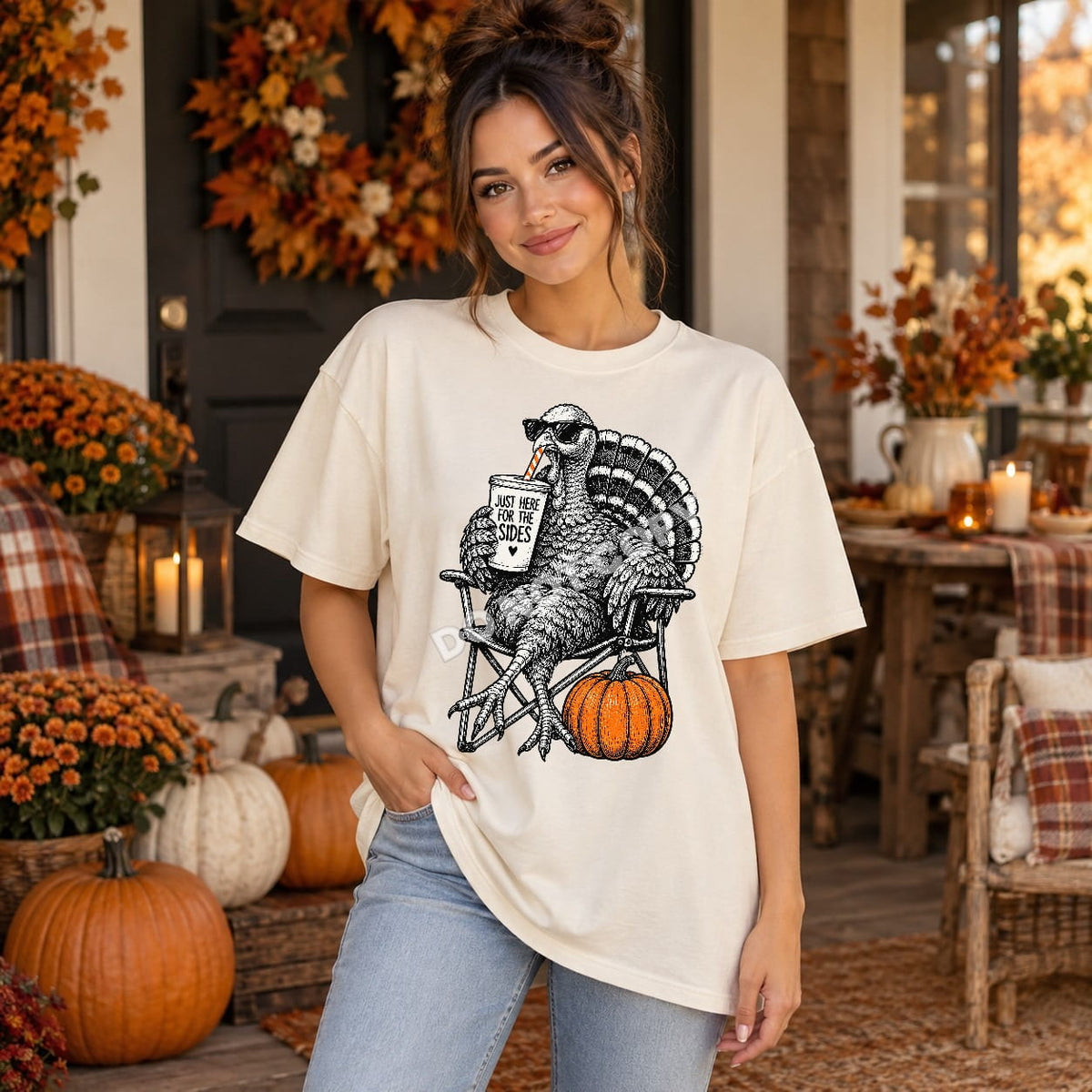 Turkey Here for the Sides Tee or Crewneck