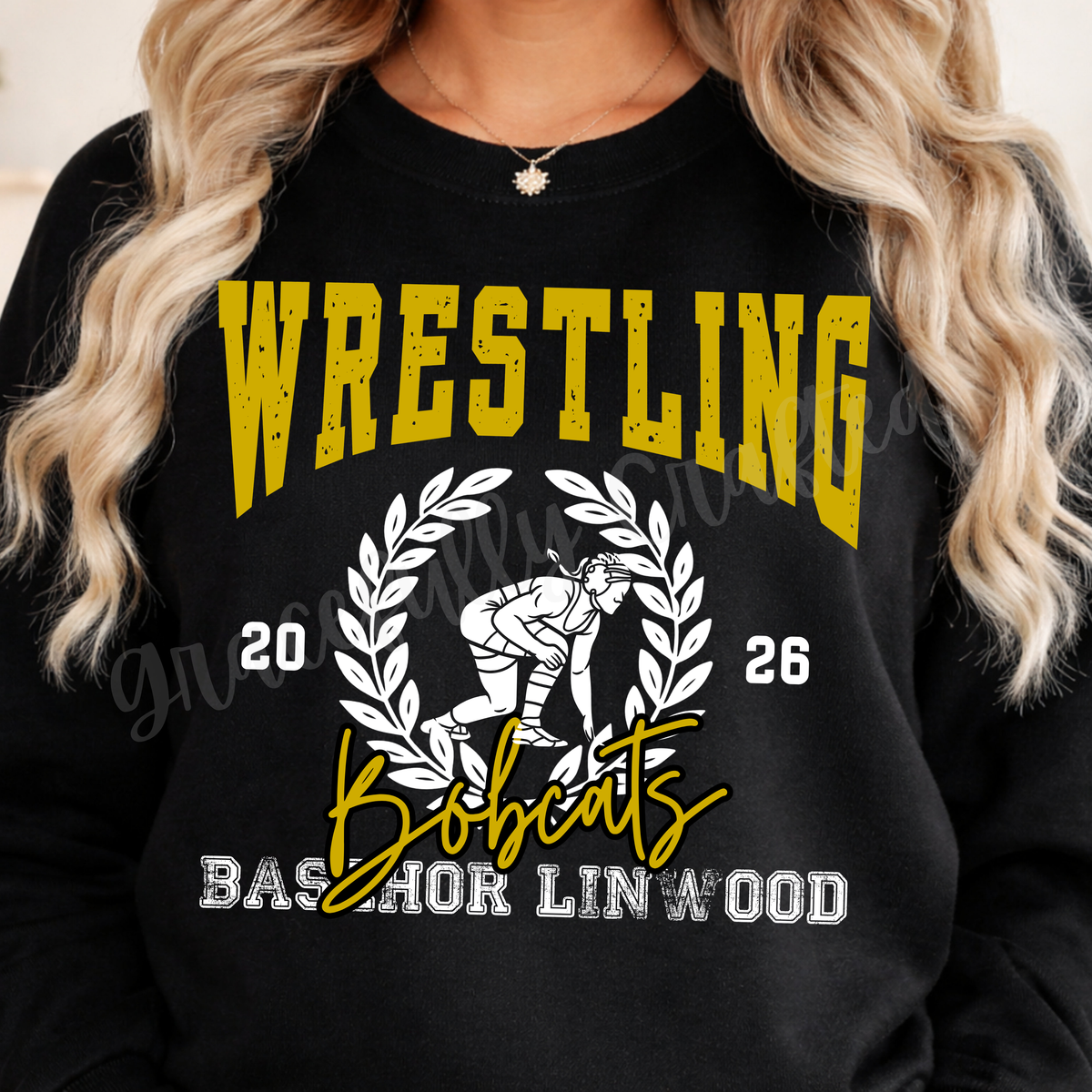 Wrestling Wreath- Basehor Linwood Tee or Crewneck
