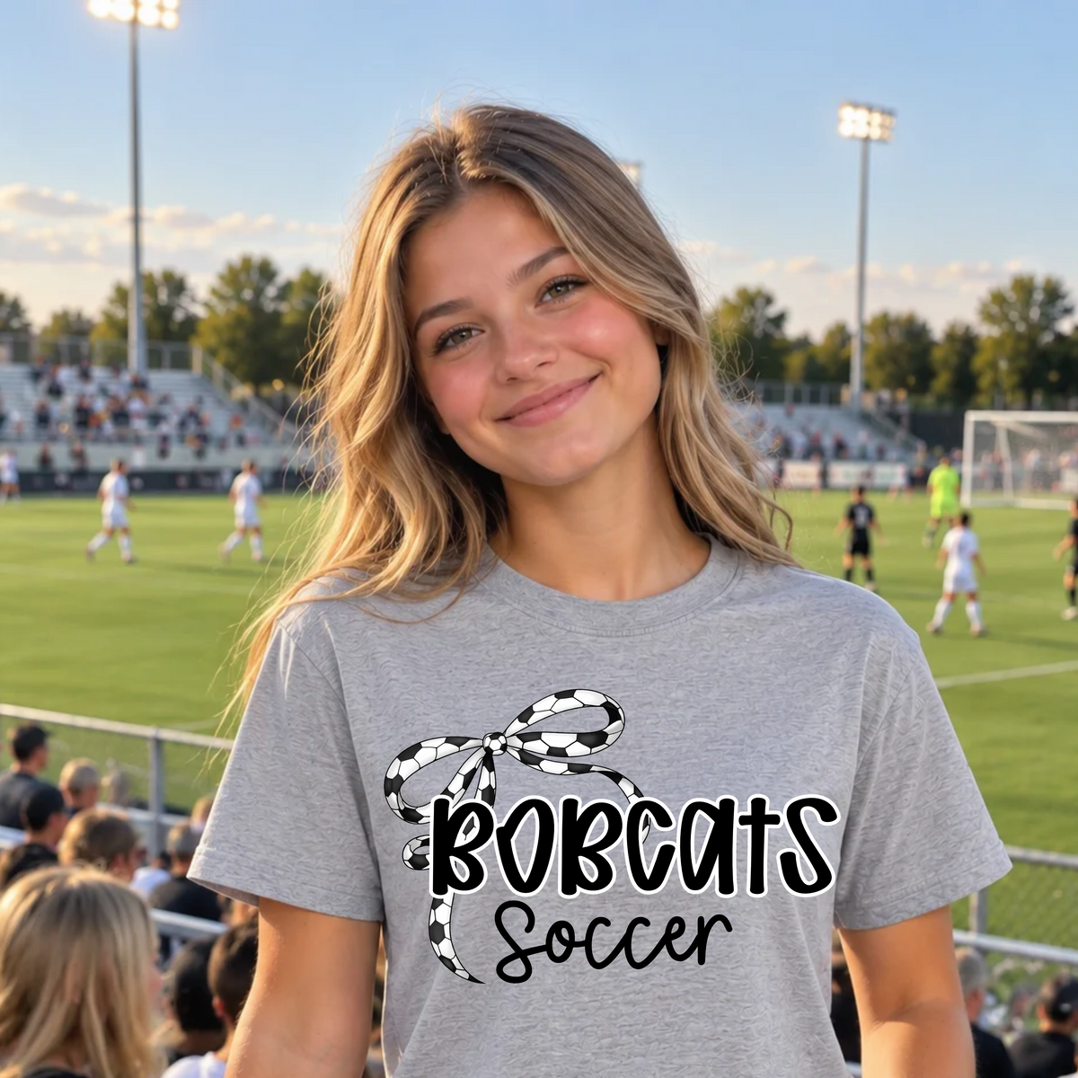 Bobcats Soccer Bow Tee or Crewneck