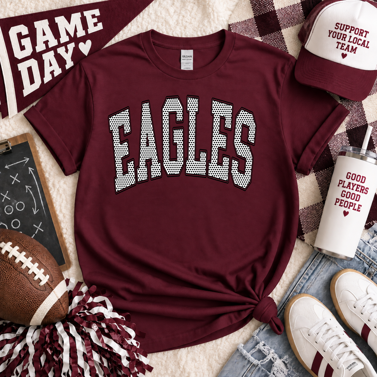 Eagles Polka Dots Arched Tee or Crewneck