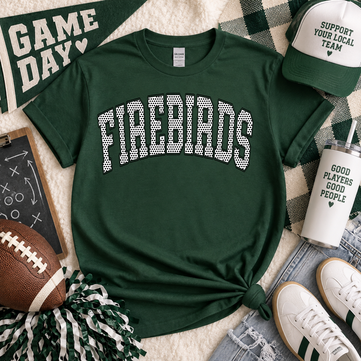Firebirds Polka Dots Arched Tee or Crewneck
