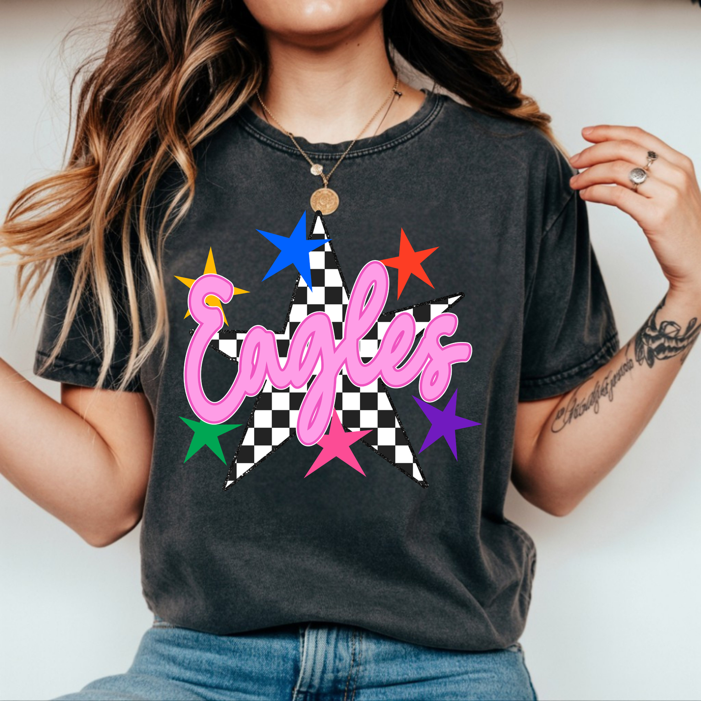 Eagles Checkered Star Tee (Comfort Colors)