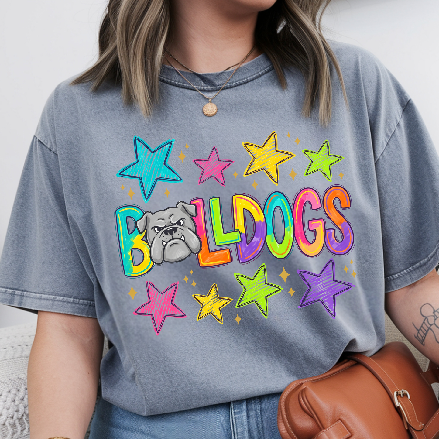 Linwood Bulldogs Colorful Stars Tee