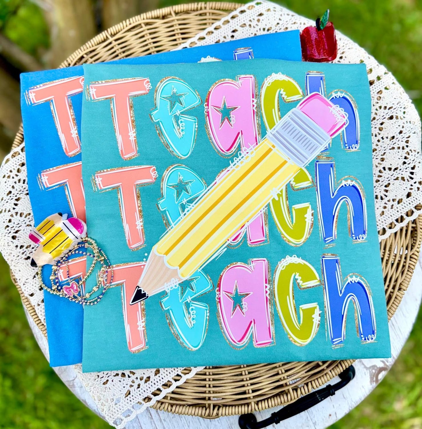 Teach with Pencil Trendy Tee