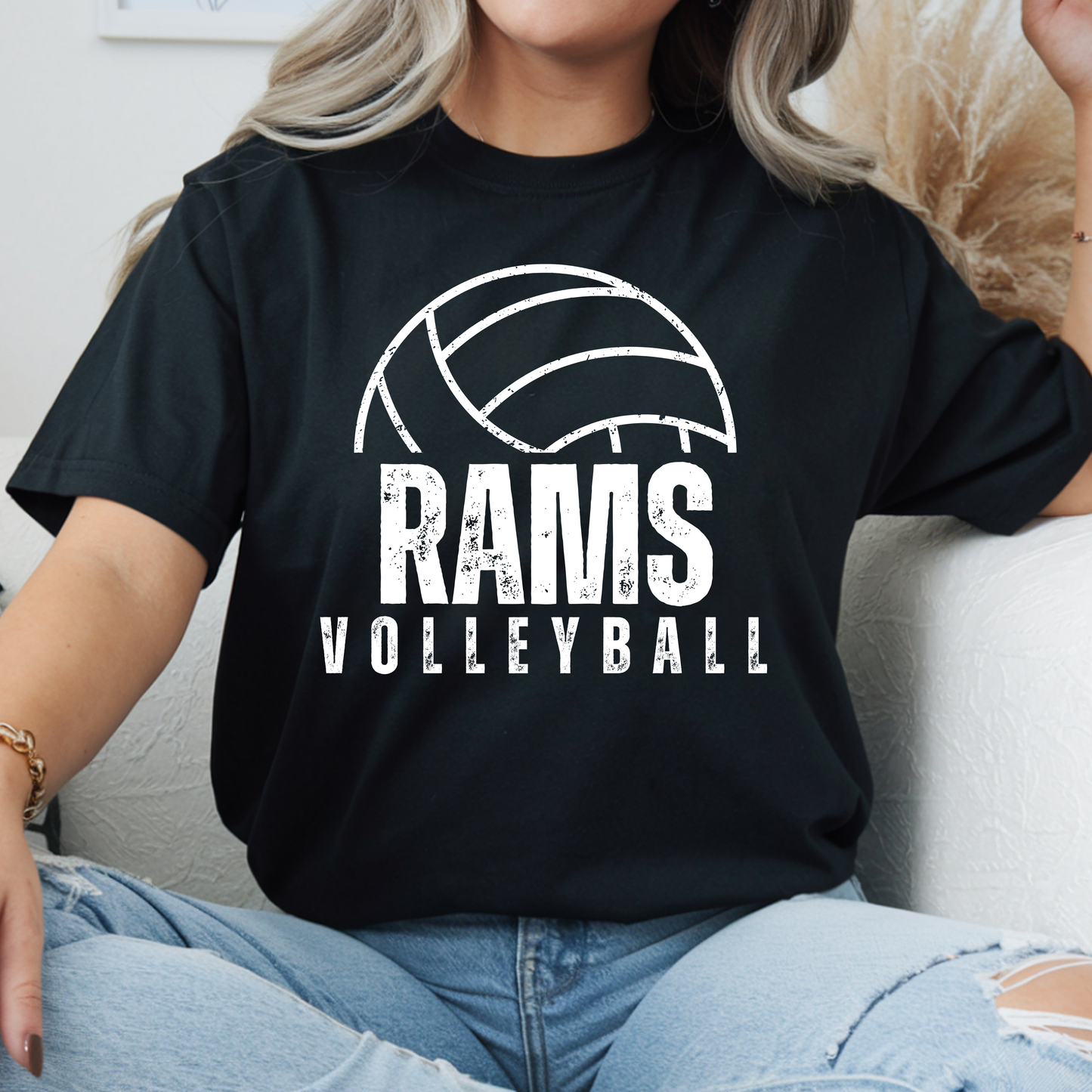 Rams Volleyball Distressed Tee