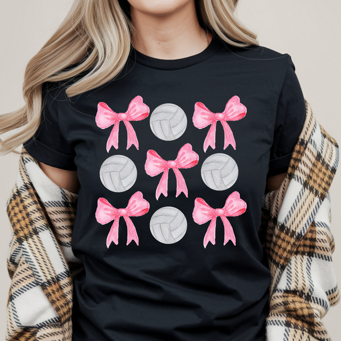 Volleyball Coquette Pink Bows Tee