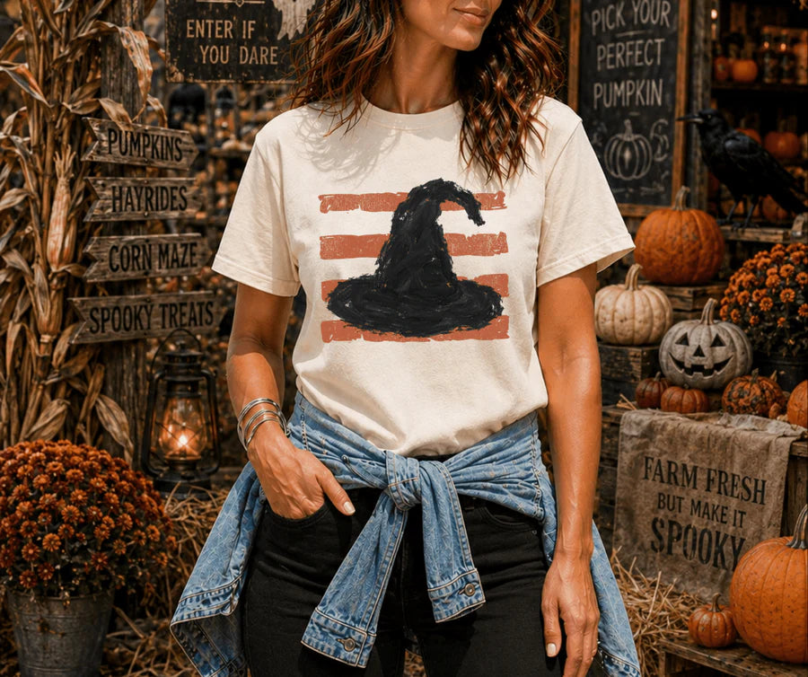 Stripped Witch's Hat T-Shirt