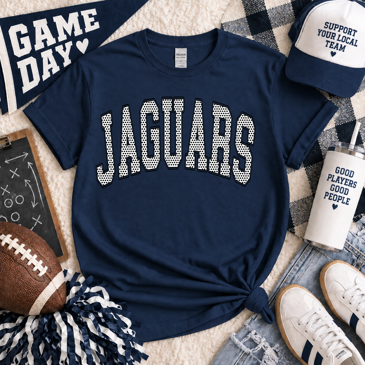Jaguars Polka Dots Arched Tee or Crewneck
