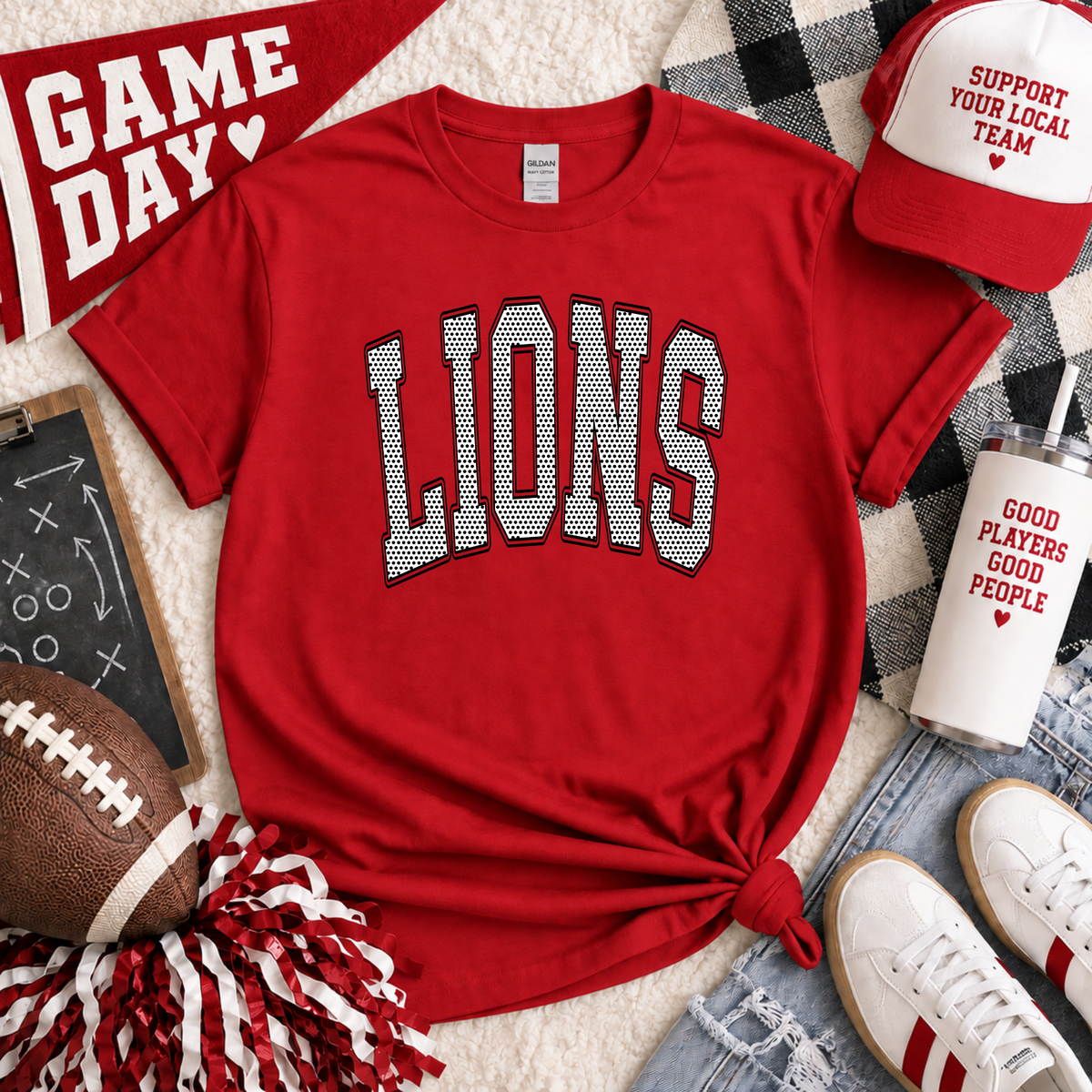 Lions Polka Dots Arched Tee or Crewneck