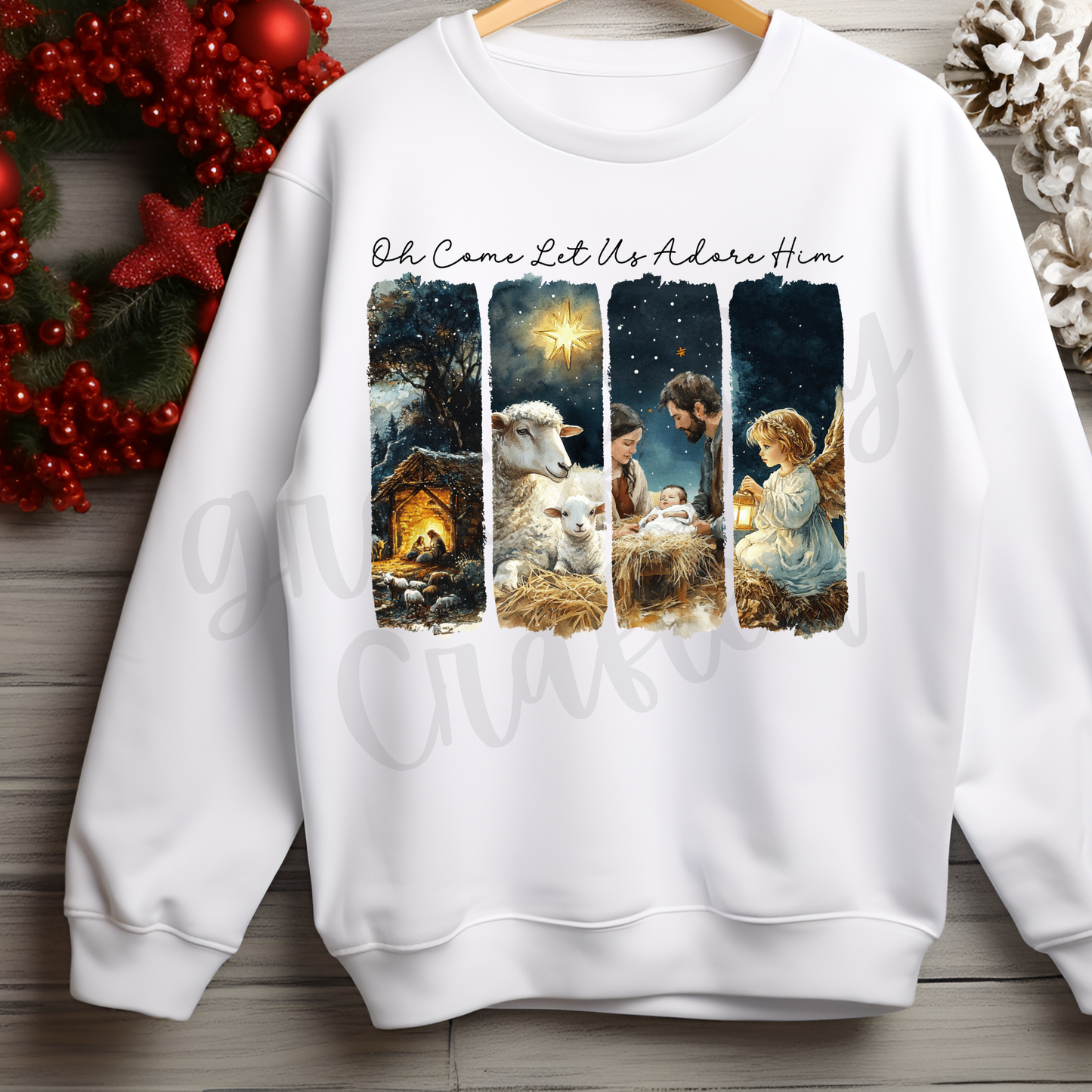 Oh Come Let Us Adore Him Tee or Crewneck
