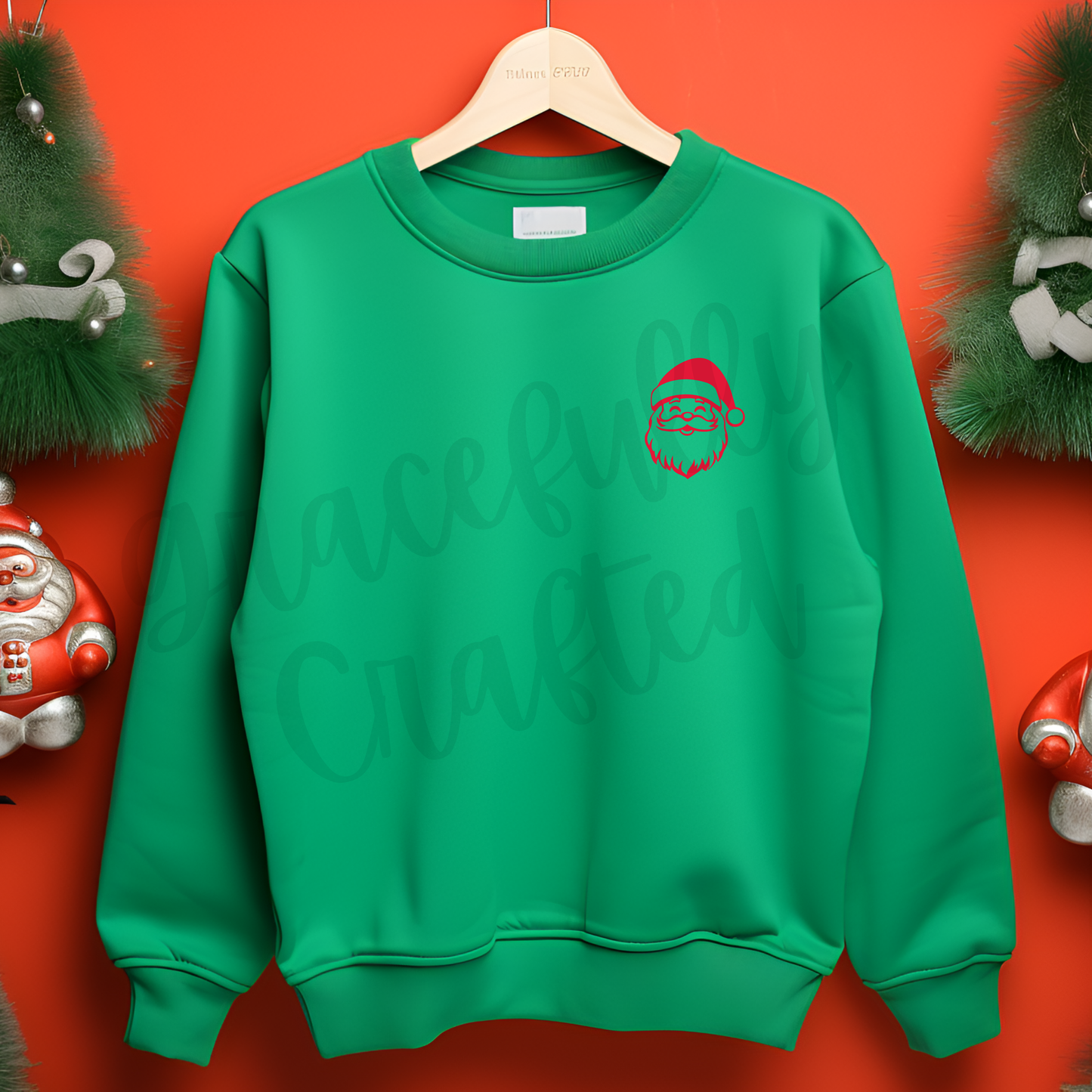 Outlined Santa Pocket Design Tee or Crewneck