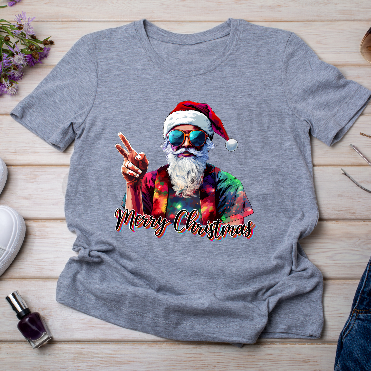 Peace Sign Santa Tee or Crewneck