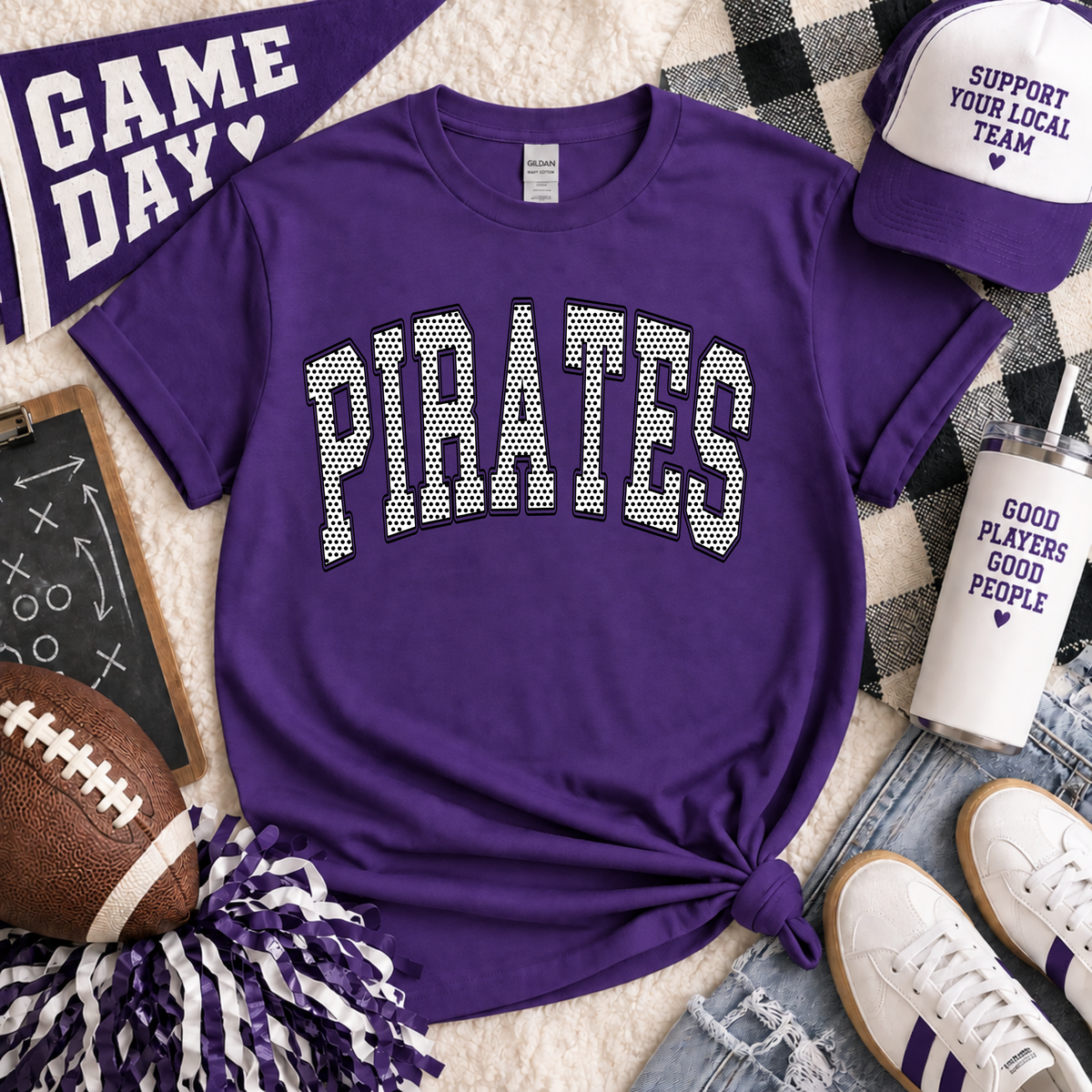 Pirates Polka Dots Arched Tee or Crewneck