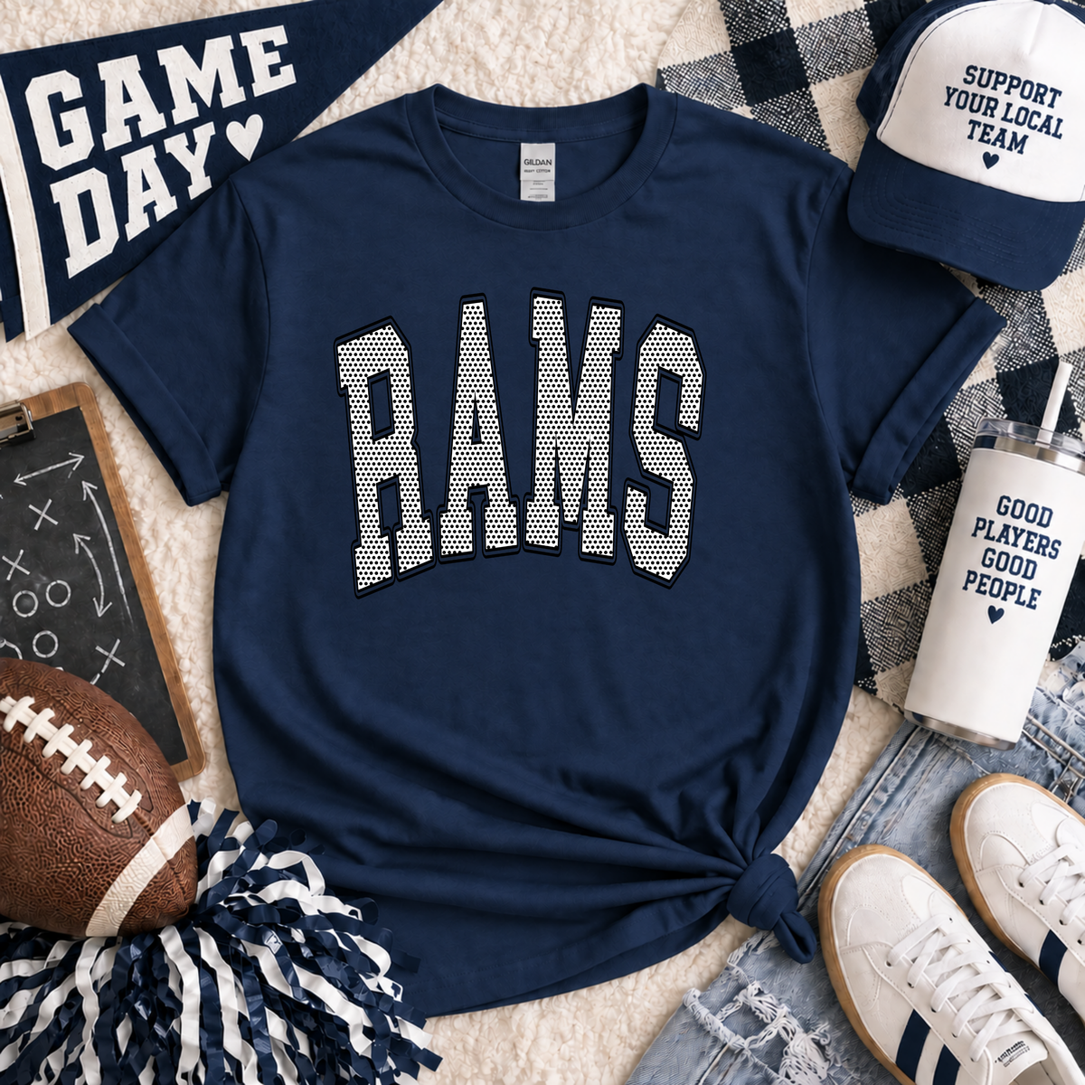 Rams Polka Dots Arched Tee or Crewneck