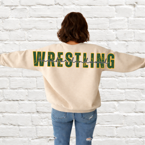 BLHS Wrestling Oversized Mascot Crewneck- Sand