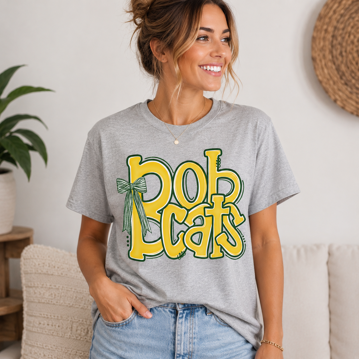 Bobcats Coquette Bow Graphic T-Shirt