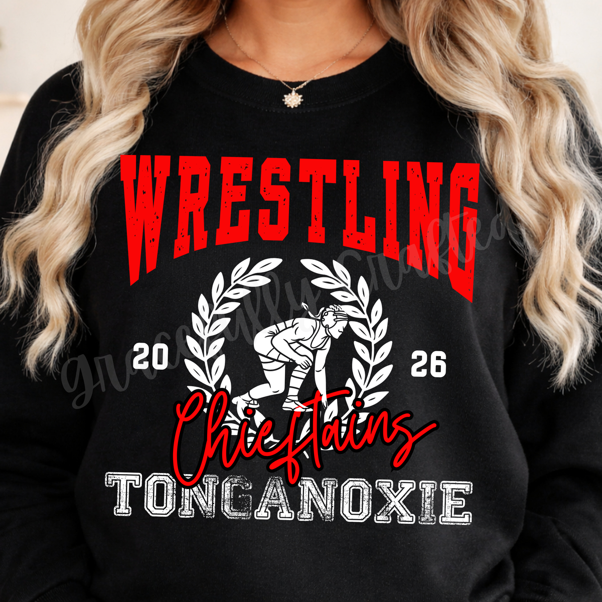 Wrestling Wreath- Tonganoxie Tee or Crewneck