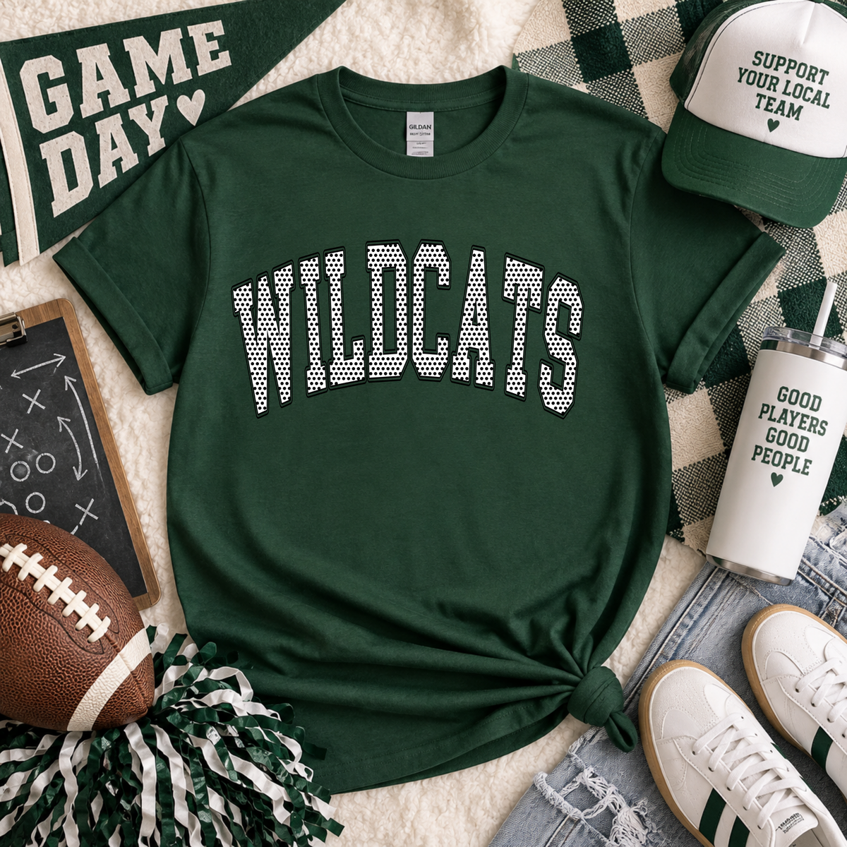 Wilcats Polka Dots Arched Tee or Crewneck