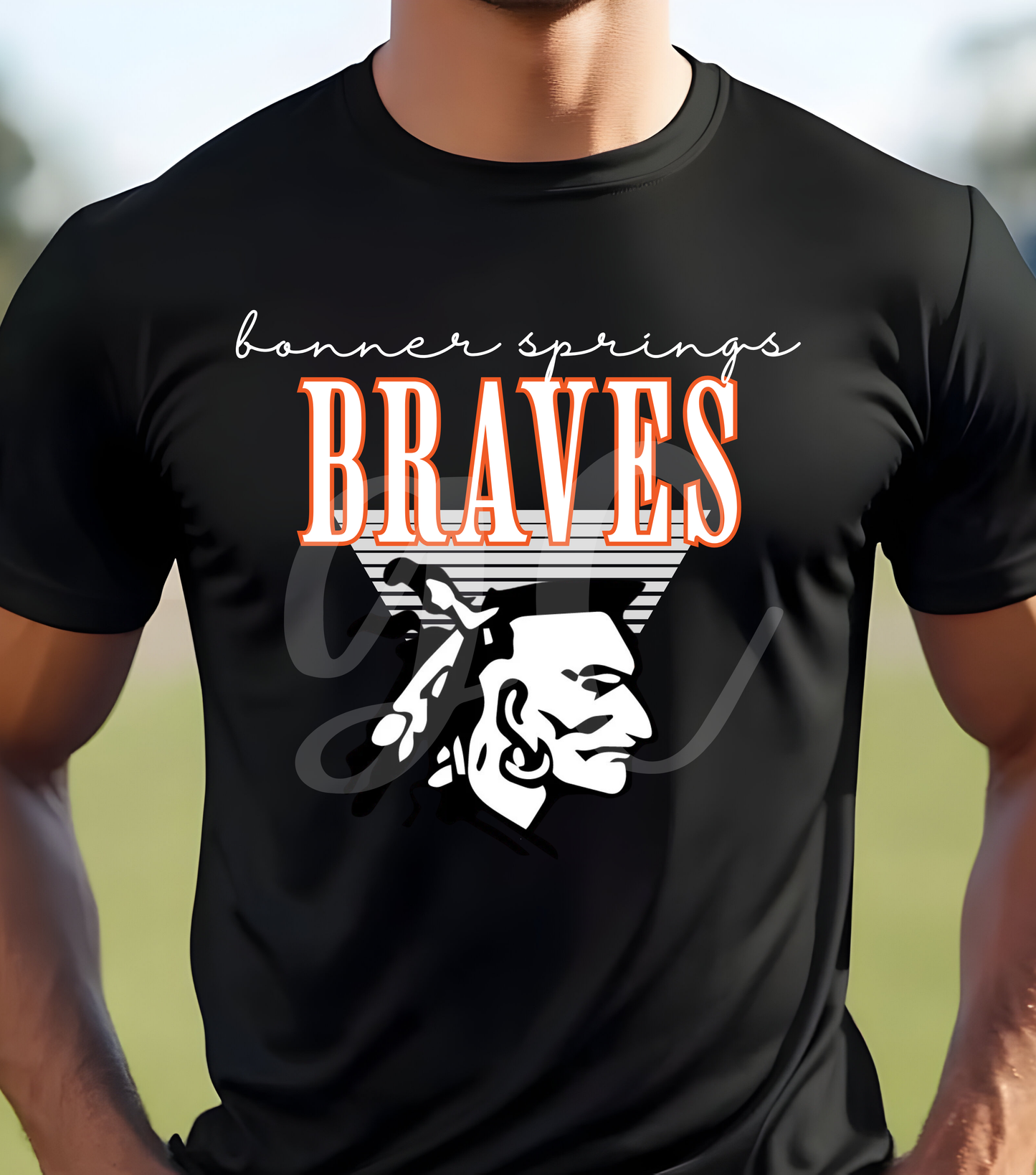 Bonner Springs Braves Triangle Striped Tee