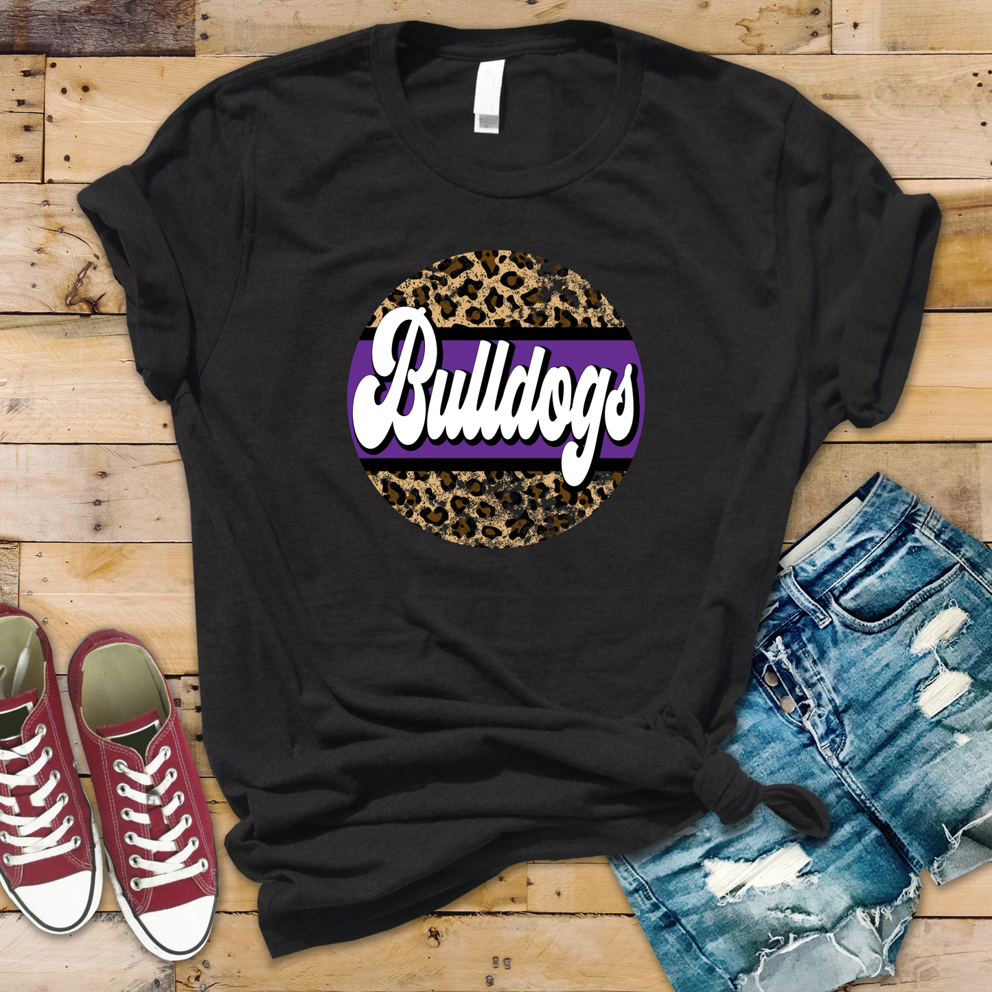 Linwood Elementary Bulldogs Leopard Print Tee
