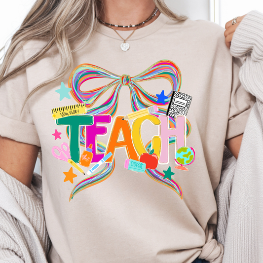 Teach with Trendy Bow T-Shirt