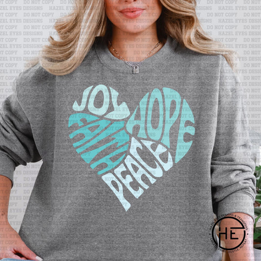 Joy Faith Hope Peace Heart Crewneck