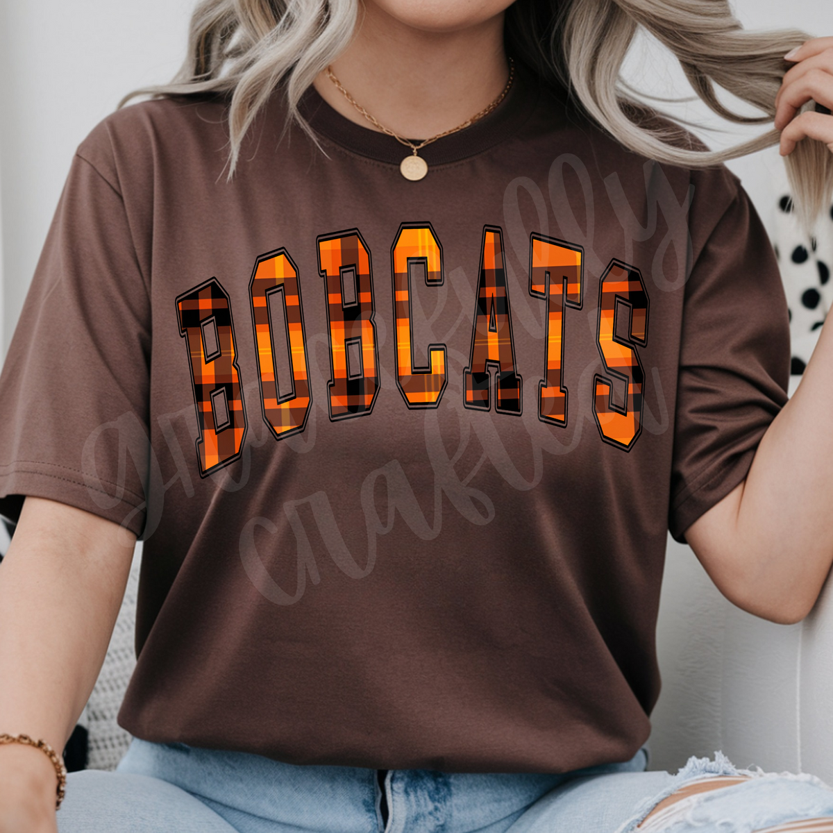Fall Plaid Varsity Arch Tee or Crewneck (Personalize)