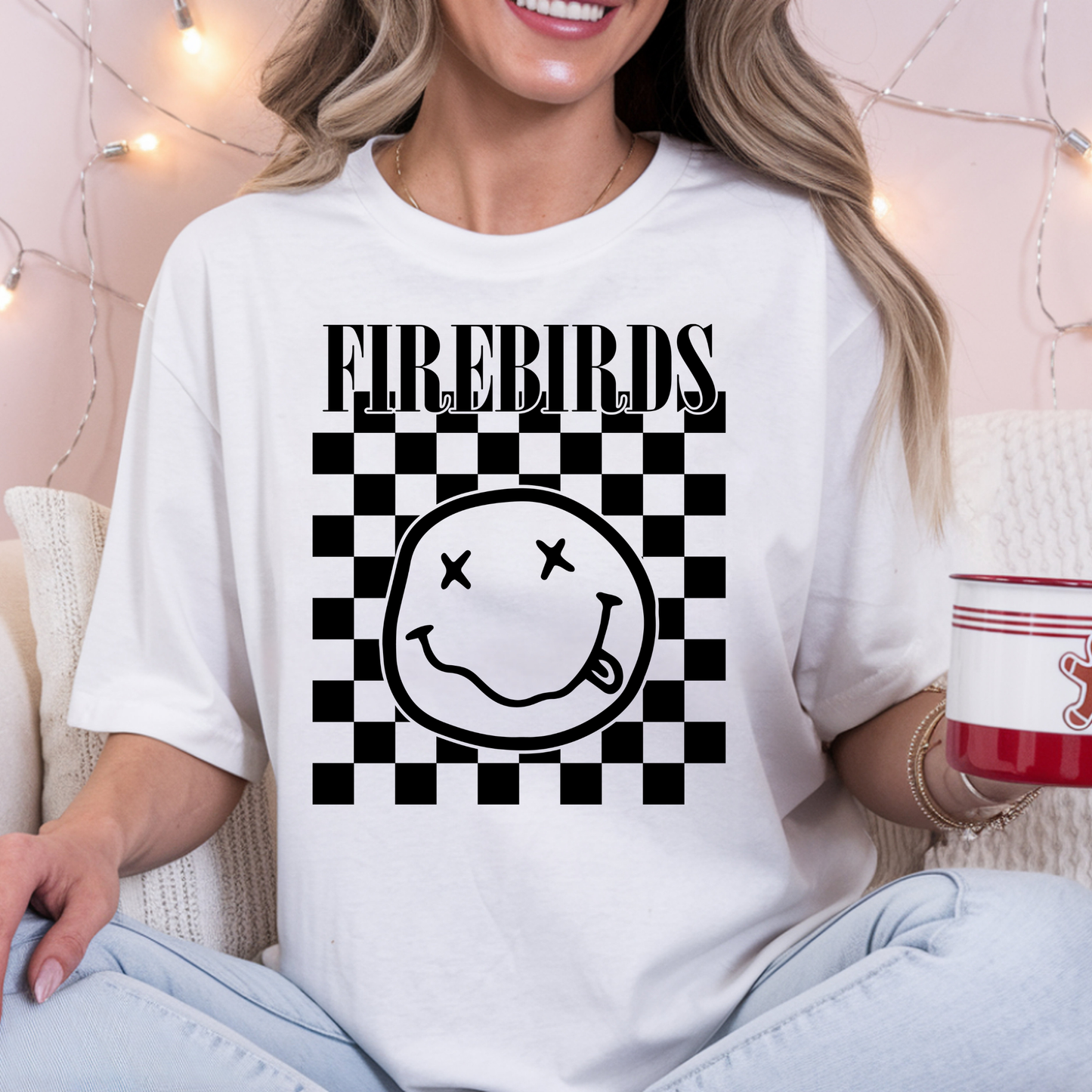 Lawrence Firebirds Retro Smiley Checkerboard Tee