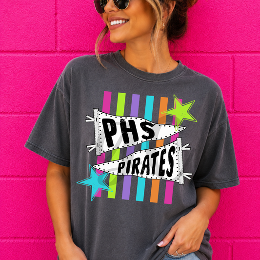 Bright or School Colors Pennant Piper Pirates Tee