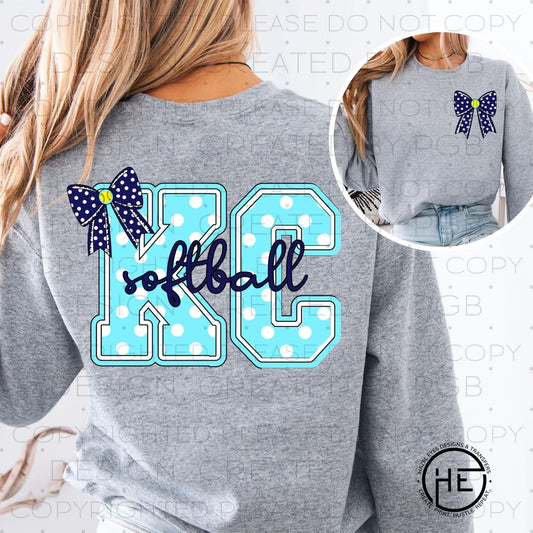Kansas City Softball Bow Crewneck Front/Back