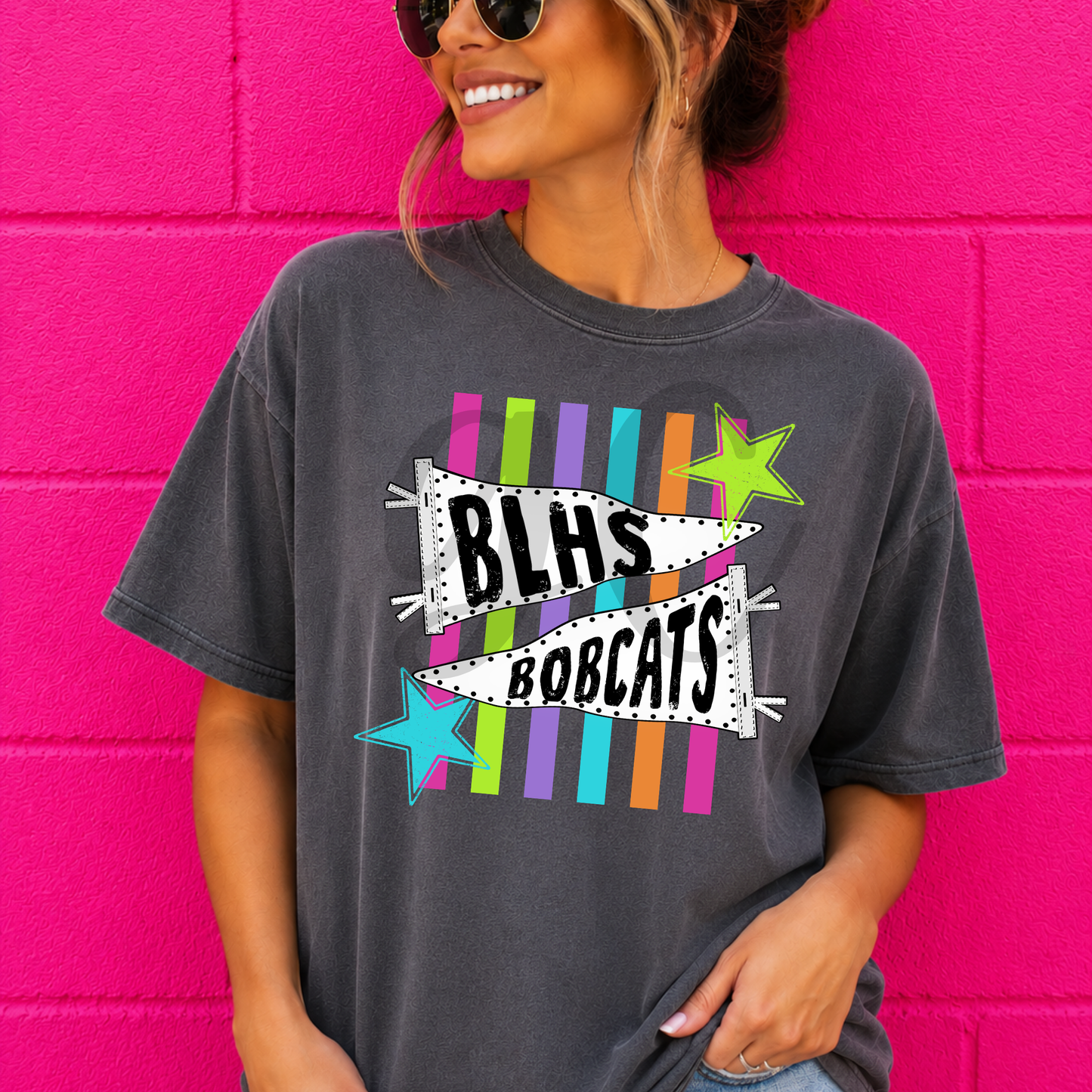 Neon Pennant BLHS or BLMS Tee