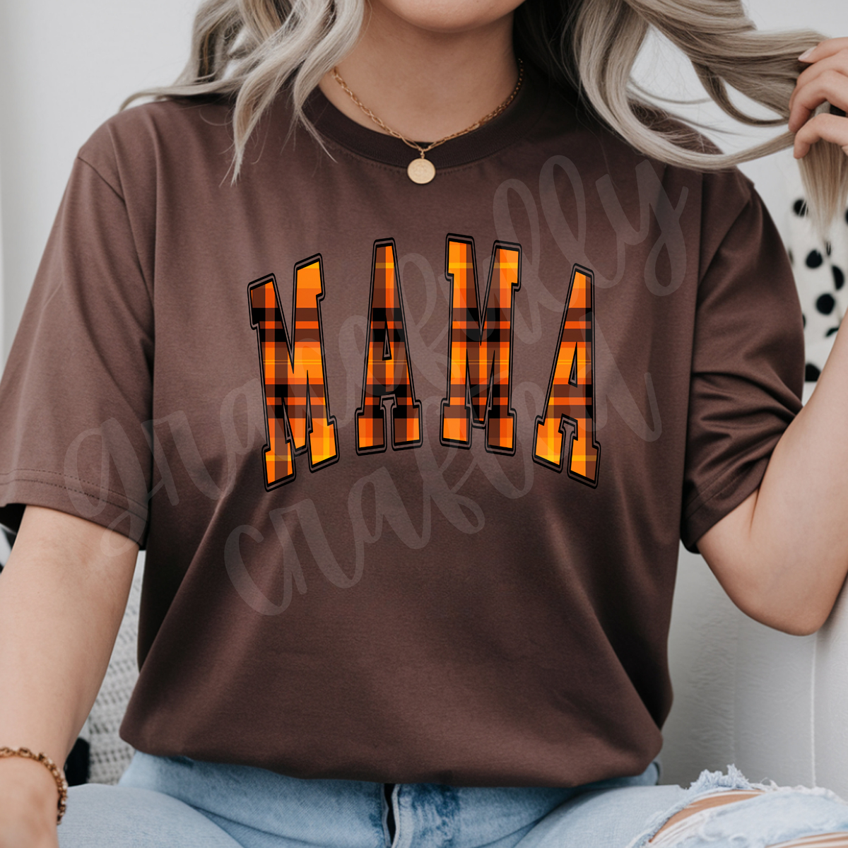 Fall Plaid Varsity Arch Tee or Crewneck (Personalize)