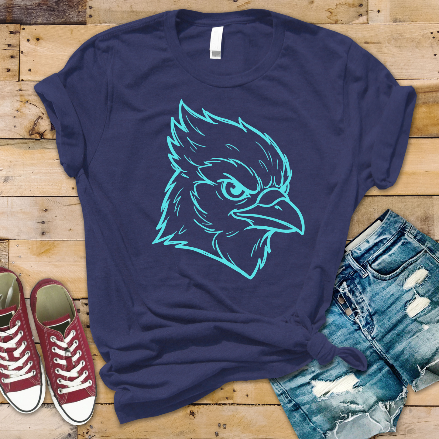 Basehor Bluejays Line Art Face Tee
