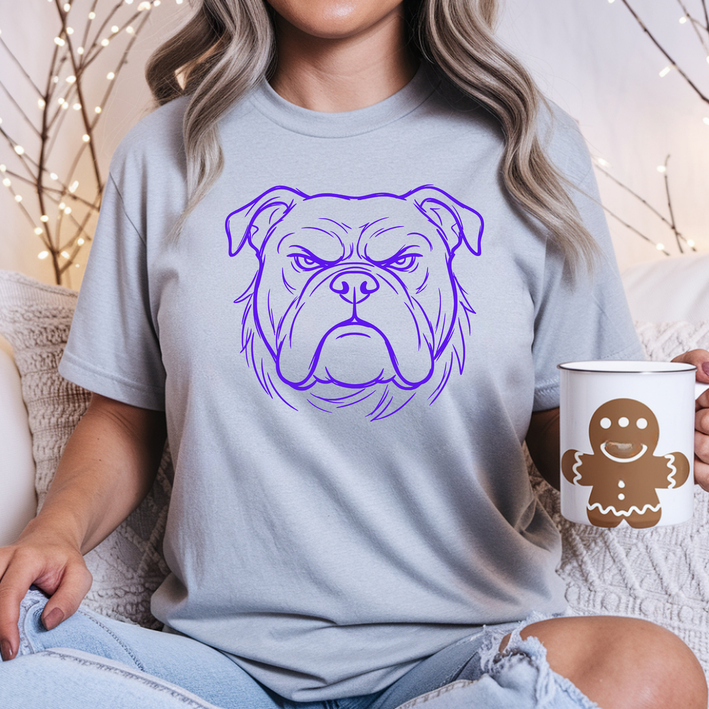 Linwood Bulldog Line Art Face Tee