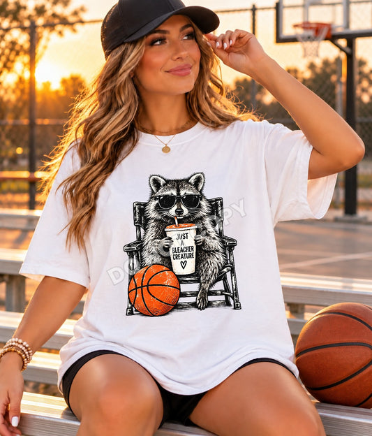 Just a Bleacher Creature Raccoon Basketball Tee or Crewneck
