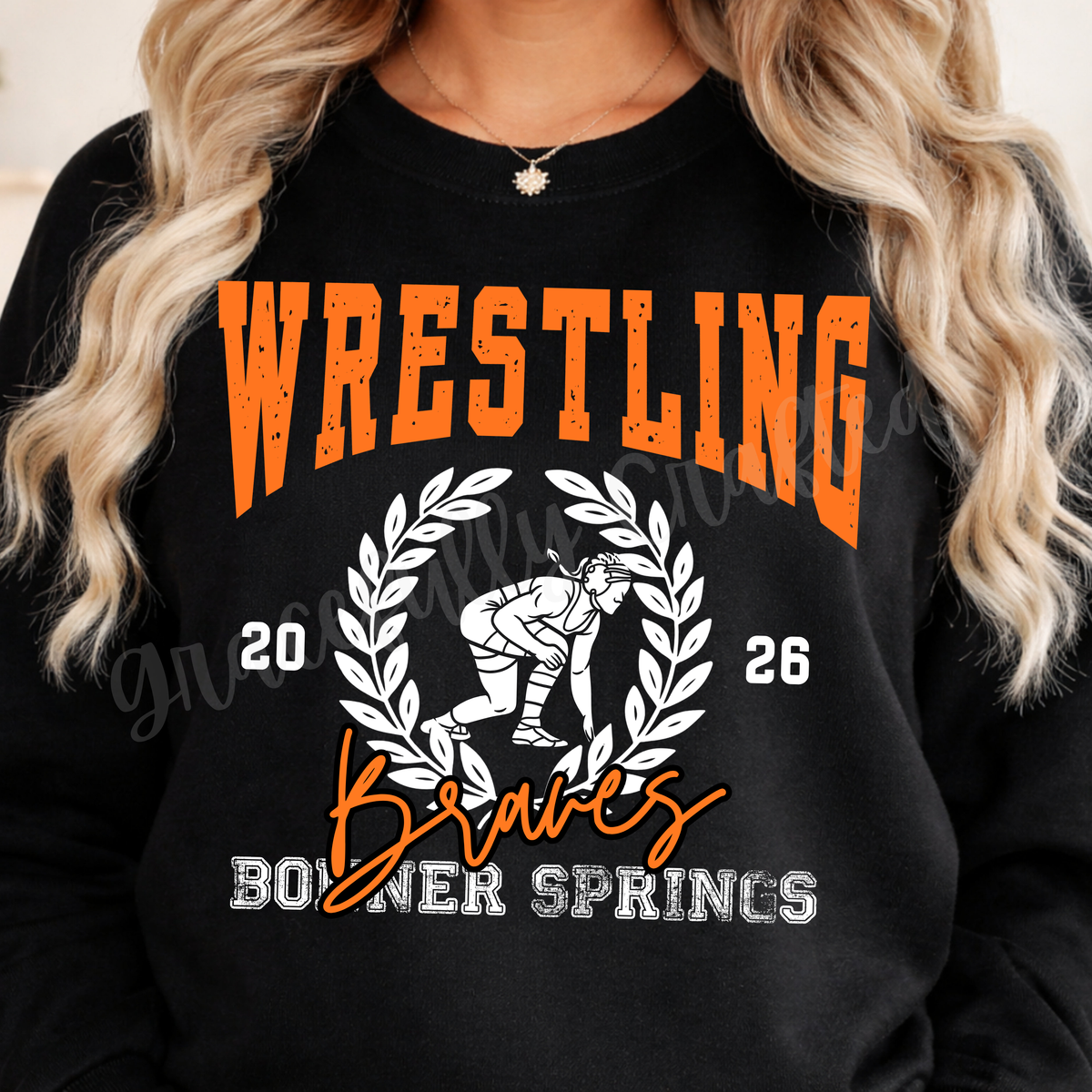 Wrestling Wreath- Bonner Springs Tee or Crewneck