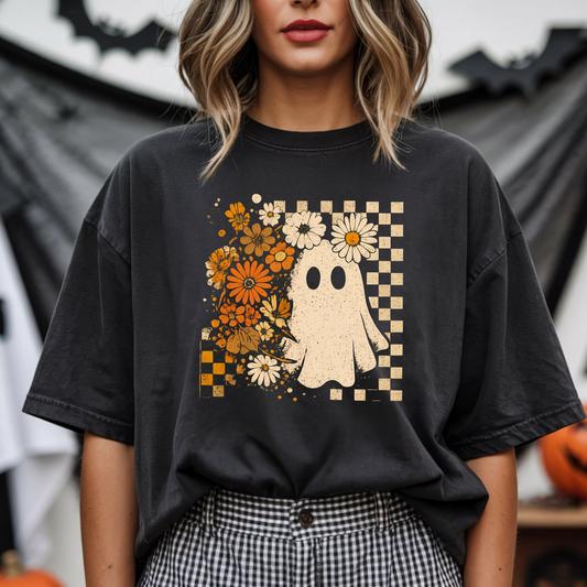 Checkered Ghost Tee or Crewneck