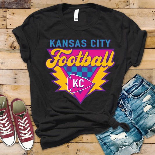 Kansas City Football Retro Neon Tee