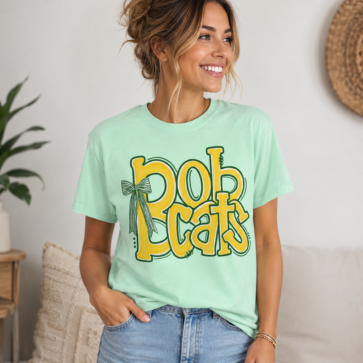 Bobcats Coquette Bow Graphic T-Shirt