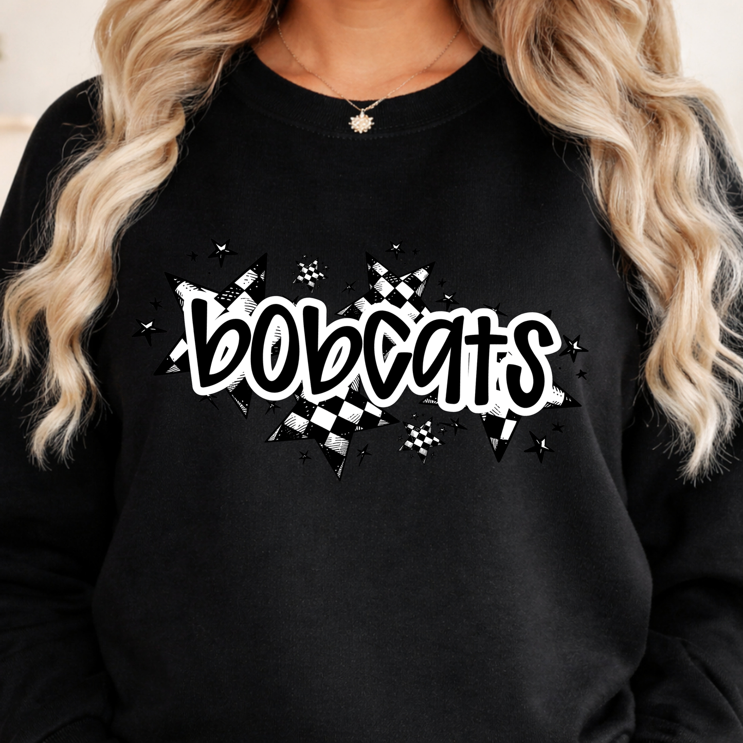 Checkered Bobcats Crewneck Sweatshirt
