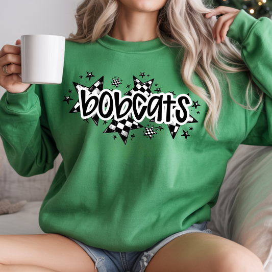 Checkered Bobcats Crewneck Sweatshirt