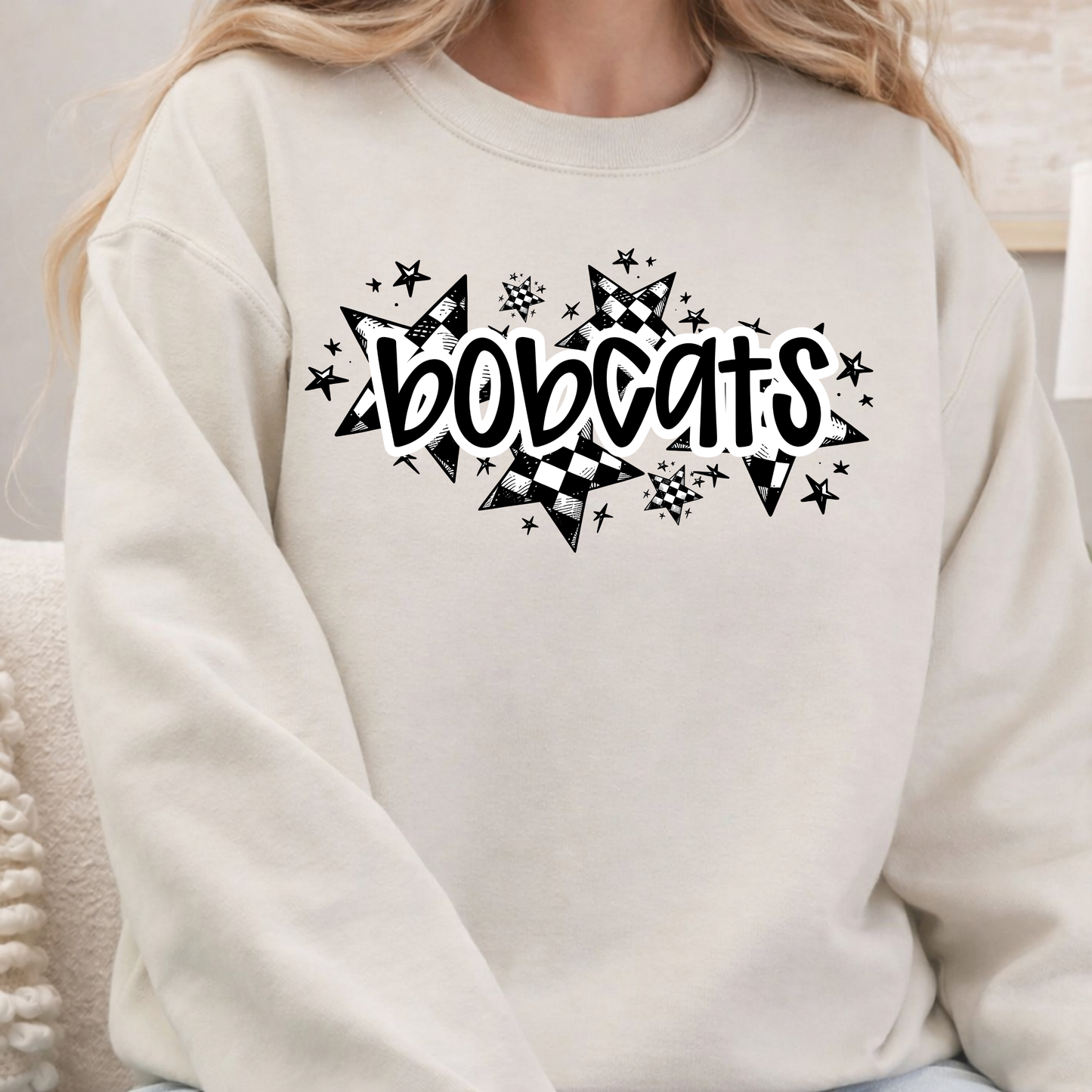 Checkered Bobcats Crewneck Sweatshirt