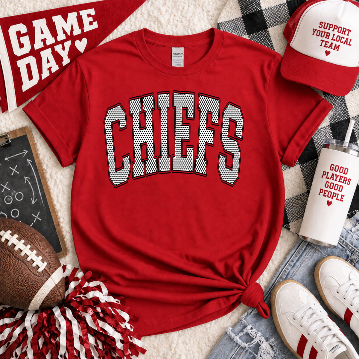 Chiefs Polka Dots Arched Tee or Crewneck
