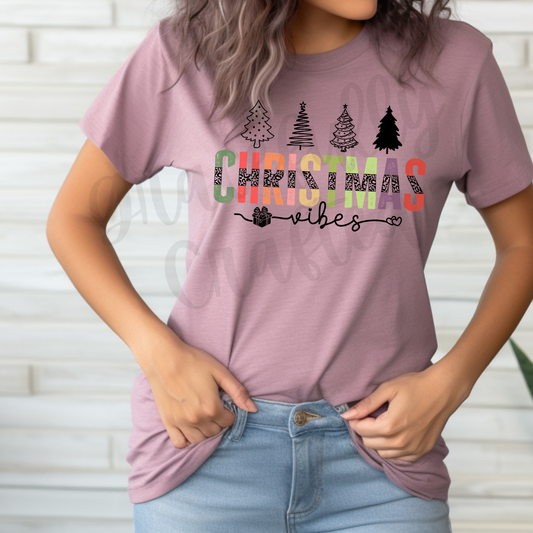 Christmas Colorful Vibes Tee or Crewneck